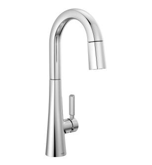 Delta Monrovia™ 9991-PR-DST Single Handle Pull-Down Bar/Prep Faucet Three Hole Deck Mount in Lumicoat Chrome
