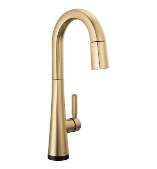 Delta Monrovia™ 9991T-CZ-PR-DST Single Handle Pull-Down Bar/Prep Faucet with Touch2O Technology Three Hole Deck Mount in Lumicoat Champagne Bronze