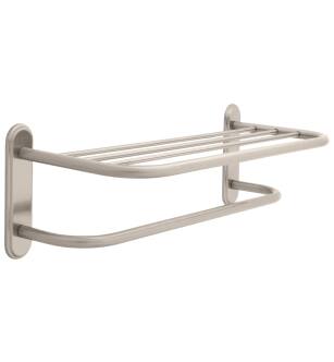 Delta Other 43224-SN 24" Brass Towel Shelf with Brass Step Style Beveled Flanges and One Bar, Concealed Mounting in Satin Nickel