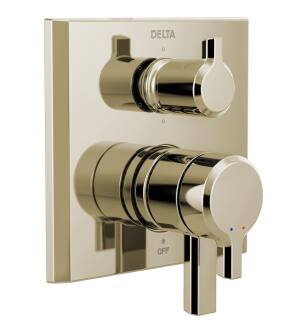 Delta Pivotal™ T27999-PN-PR 2-Handle Monitor® 17 Series Valve Trim with 6-Setting Diverter in Lumicoat Polished Nickel