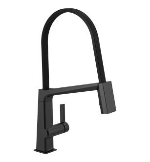 Delta Pivotal™ 9693-BL-DST Single Handle Exposed Hose Kitchen Faucet Three Hole Deck Mount in Matte Black