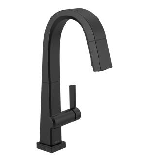 Delta Pivotal™ 9993T-BL-DST Single Handle Pull-Down Bar / Prep Faucet With Touch2O® Technology Three Hole Deck Mount in Matte Black