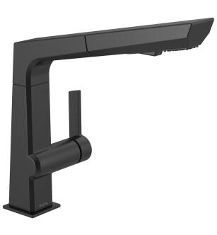 Delta Pivotal™ 4193-BL-DST Single Handle Pull-Out Kitchen Faucet Three Hole Deck Mount in Matte Black