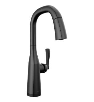 Delta Stryke® 9976T-BL-DST Single Handle Pull Down Bar/Prep Faucet with Touch 2O Technology Three Hole Deck Mount in Matte Black