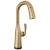 Delta Stryke® 9976T-CZ-PR-DST Single Handle Pull Down Bar/Prep Faucet with Touch 2O Technology Three Hole Deck Mount in Lumicoat Champagne Bronze