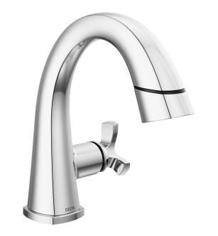 Delta Stryke® 5776-PD-PR-DST Single Handle Pull Down Bathroom Faucet Three Hole Deck Mount in Lumicoat Chrome