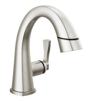 Delta Stryke® 577-SSPD-PR-DST Single Handle Pull Down Bathroom Faucet Three Hole Deck Mount in Lumicoat Stainless
