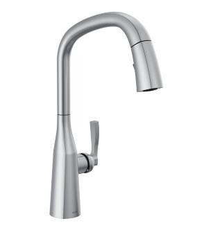 Delta Stryke® 9176-AR-PR-DST Single Handle Pull Down Kitchen Faucet Three Hole Deck Mount in Lumicoat Arctic Stainless