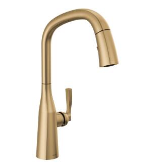 Delta Stryke® 9176-CZ-PR-DST Single Handle Pull Down Kitchen Faucet Three Hole Deck Mount in Lumicoat Champagne Bronze