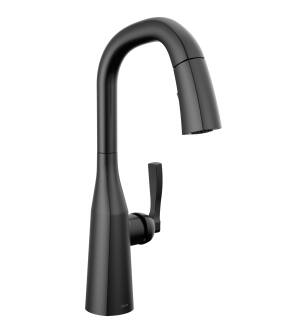 Delta Stryke® 9976-BL-DST Single Handle Pull-Down Bar/Prep Faucet Three Hole Deck Mount in Matte Black