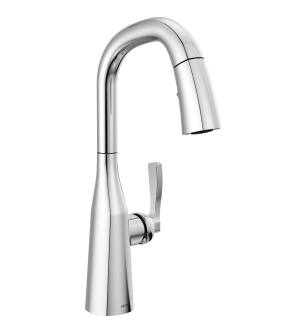 Delta Stryke® 9976-PR-DST Single Handle Pull-Down Bar/Prep Faucet Three Hole Deck Mount in Lumicoat Chrome