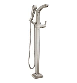 Delta Tesla® T4752-SSFL Single Handle Floor Mount Tub Filler Trim with Hand Shower in Stainless