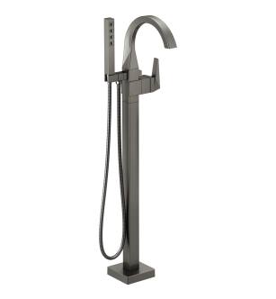 Delta Trillian™ T4746-KS-PR-FL Single Handle Floor Mount Tub Filler Trim in Lumicoat Black Stainless