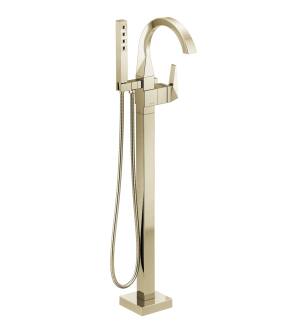 Delta Trillian™ T4746-PN-PR-FL Single Handle Floor Mount Tub Filler Trim in Lumicoat Polished Nickel