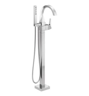 Delta Trillian™ T4746-PR-FL Single Handle Floor Mount Tub Filler Trim in Lumicoat Chrome