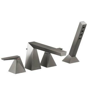 Delta Trillian™ T4743-KS-PR Two-Handle Roman Tub Trim with Hand Shower in Lumicoat Black Stainless