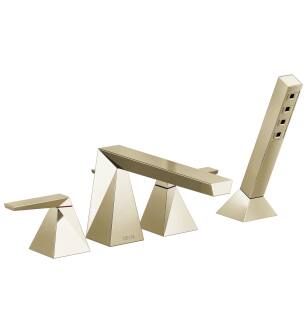 Delta Trillian™ T4743-PN-PR Two-Handle Roman Tub Trim with Hand Shower in Lumicoat Polished Nickel