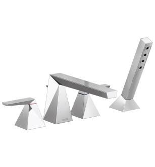 Delta Trillian™ T4743-PR Two-Handle Roman Tub Trim with Hand Shower in Lumicoat Chrome