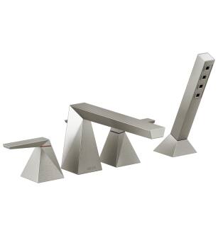 Delta Trillian™ T4743-SS-PR Two-Handle Roman Tub Trim with Hand Shower in Lumicoat Stainless