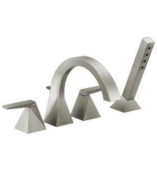 Delta Trillian™ T4746-SS-PR Two-Handle Roman Tub Trim with Hand Shower in Lumicoat Stainless