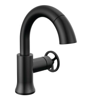 Delta Trinsic® 558HAR-BLPD-DST Single Handle Pull Down Bathroom Faucet in Matte Black