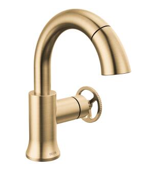 Delta Trinsic® 558HAR-CZPD-DST Single Handle Pull Down Bathroom Faucet in Champagne Bronze