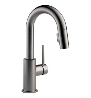 Delta Trinsic® 9959-KSLS-DST Single Handle Pull-Down Bar/Prep Kitchen Limited Swivel Three Hole Deck Mount in Black Stainless