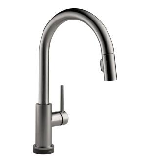 Delta Trinsic® 9159TV-KS-DST VoiceIQ™ Single-Handle Pull-Down Kitchen Faucet with Touch2O® Technology Three Hole Deck Mount in Black Stainless