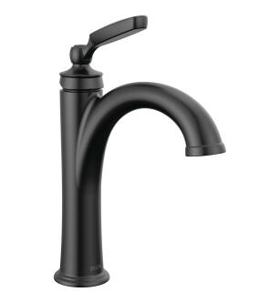 Delta Woodhurst™ 532-BLMPU-DST Single Handle Bathroom Faucet Three Hole Deck Mount in Matte Black