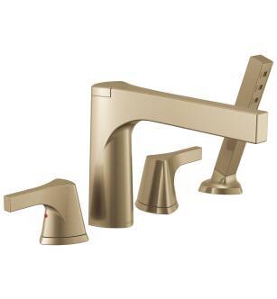 Delta Zura® T4774-CZ 4-hole Roman Tub with Handshower Trim in Champagne Bronze