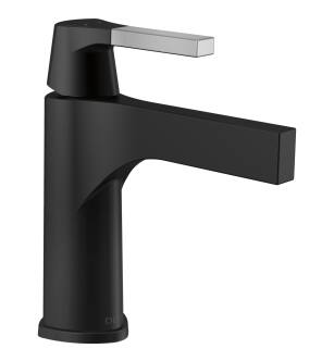 Delta Zura® 574-CSMPU-DST Single Handle Bathroom Faucet Three Hole Deck Mount in Chrome / Matte Black