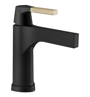 Delta Zura® 574T-GZ-DST Single Handle Bathroom Faucet Three Hole Deck Mount in Matte Black / Champagne Bronze