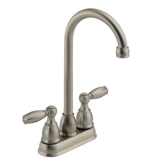 Delta Foundations® B28911LF-SS Two Handle Bar / Prep Faucet Three Hole Deck Mount in Stainless