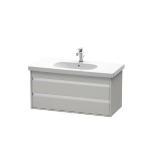 Duravit KT664800707 Ketho 39 3/8" Wall Mount Single Bathroom Vanity with Two Drawers in Concrete Gray Matte