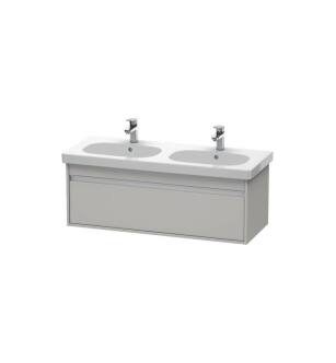 Duravit KT666900707 Ketho 45 1/4" Wall Mount Double Bathroom Vanity with One Drawer in Concrete Gray Matte