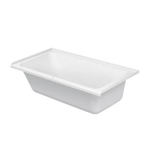 Duravit 700405000000090 D-Code 60" Rectangular Drop-In Acrylic Soaking Bathtub with Right Drain in White
