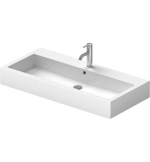 Duravit 0454100000 Vero 39 3/8" Wall Mount Bathroom Sink with Overflow and Tap Platform in White / Glazed Underside