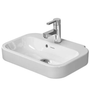 Duravit 0709500000 Happy D.2 19 5/8" Wall Mount Handrinse Bathroom Sink with Overflow and Tap Platform in White / Glazed Underside