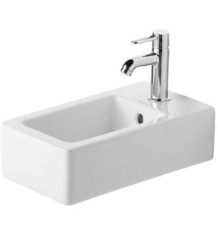 Duravit 0702250000 Vero 9 3/4" Wall Mount Bathroom Sink with Overflow and Tap Platform in White / Glazed Underside
