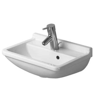 Duravit 0750450000 Starck 3 17 3/4" Wall Mount Bathroom Sink with Overflow and Tap Platform in White / Glazed Underside