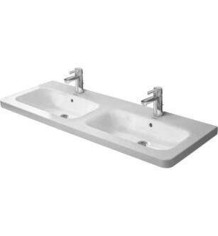 Duravit 2338130000 DuraStyle 51 1/8" Double Bowl Wall Mount Bathroom Sink with Overflow and Tap Platform in White / Glazed Underside