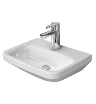 Duravit 0708450000 DuraStyle 17 3/4" Wall Mount Handrinse Bathroom Sink with Overflow and Tap Platform in White / Glazed Underside