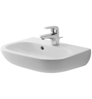 Duravit 07054500002 D-Code 17 3/4" Wall Mount Handrinse Bathroom Sink with Overflow and Tap Platform in White / Glazed Underside