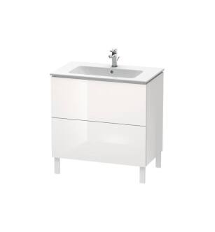 Duravit LC662608585 L-Cube 32 1/4" Floor Standing Single Bathroom Vanity with Two Drawers in White High Gloss