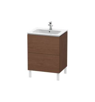 Duravit LC662501313 L-Cube 24 3/8" Floor Standing Single Bathroom Vanity with Two Drawers in American Walnut