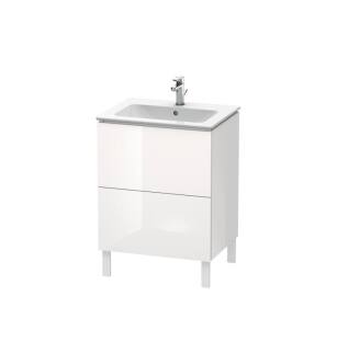 Duravit LC662502222 L-Cube 24 3/8" Floor Standing Single Bathroom Vanity with Two Drawers in White High Gloss