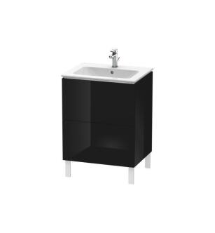 Duravit LC662504040 L-Cube 24 3/8" Floor Standing Single Bathroom Vanity with Two Drawers in Black High Gloss