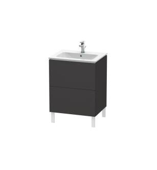 Duravit LC662508080 L-Cube 24 3/8" Floor Standing Single Bathroom Vanity with Two Drawers in Graphite Super Matte