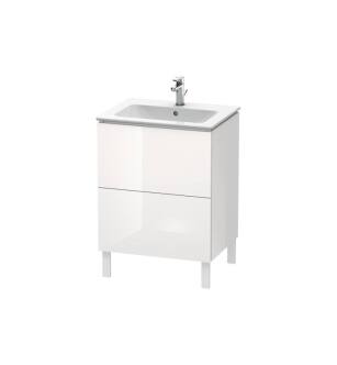 Duravit LC662508585 L-Cube 24 3/8" Floor Standing Single Bathroom Vanity with Two Drawers in White High Gloss