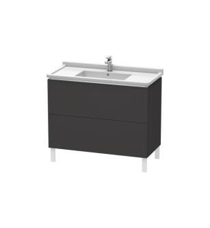Duravit LC661008080 L-Cube 40 1/8" Floor Standing Single Bathroom Vanity with Two Drawers in Graphite Super Matte